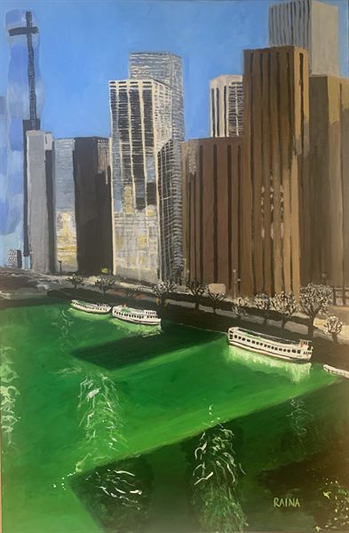 Chicago after St. Patrick’s Day — original acrylic painting